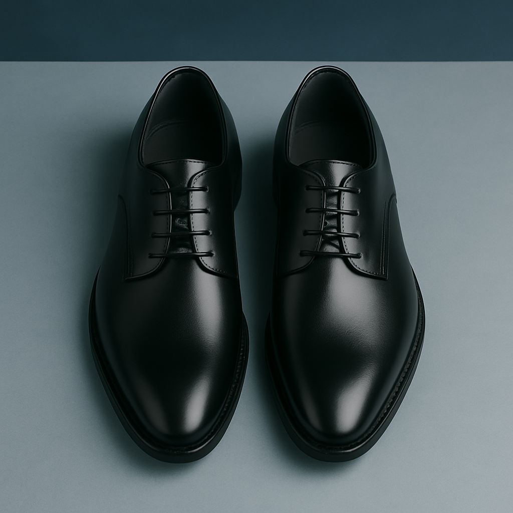 Zapatos Derby de Hombre en Piel Negra Pulida – Elegancia Clásica (Blücher)