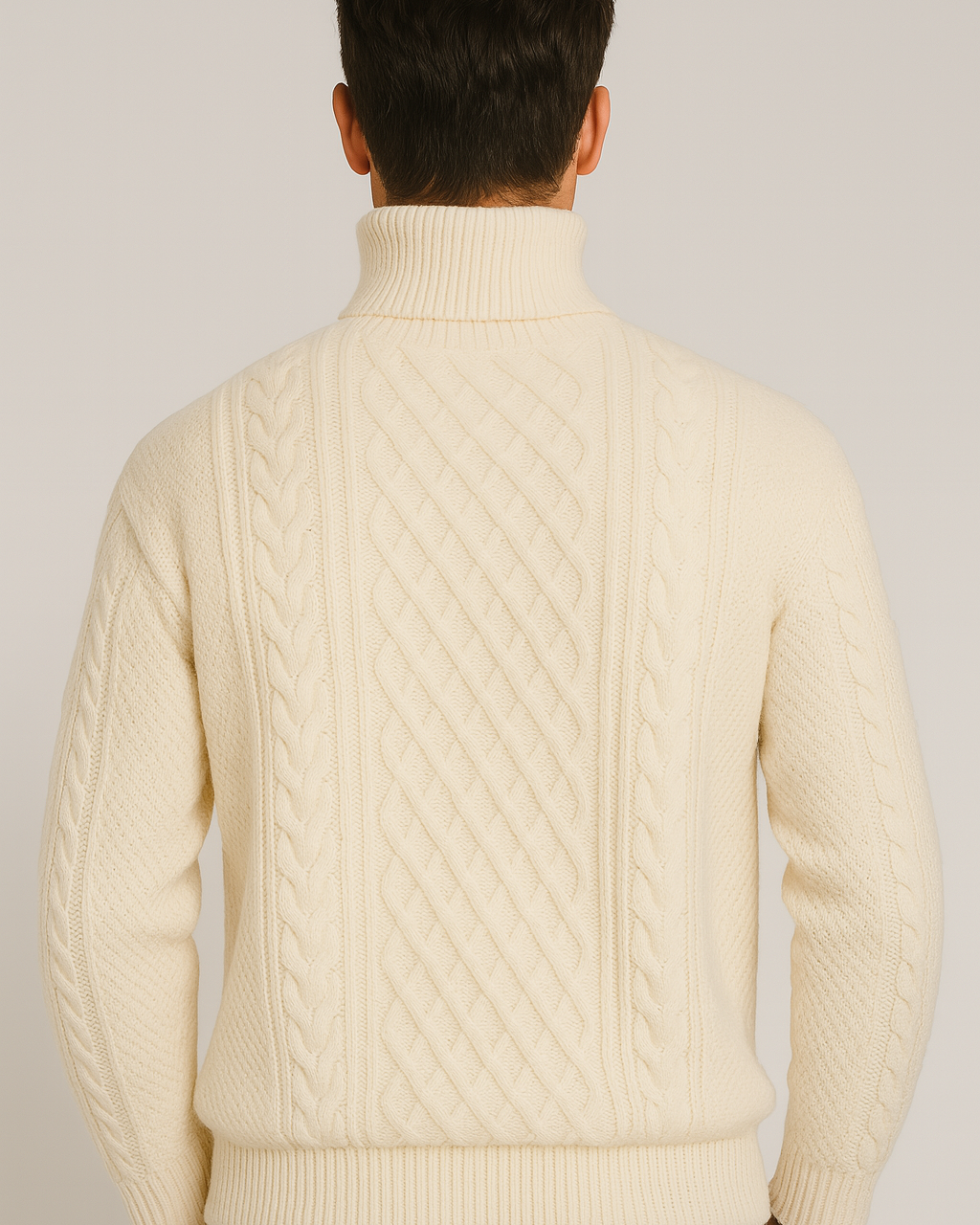 Rullekravesweater i kabelstrik – klassisk varme & strukturet design
