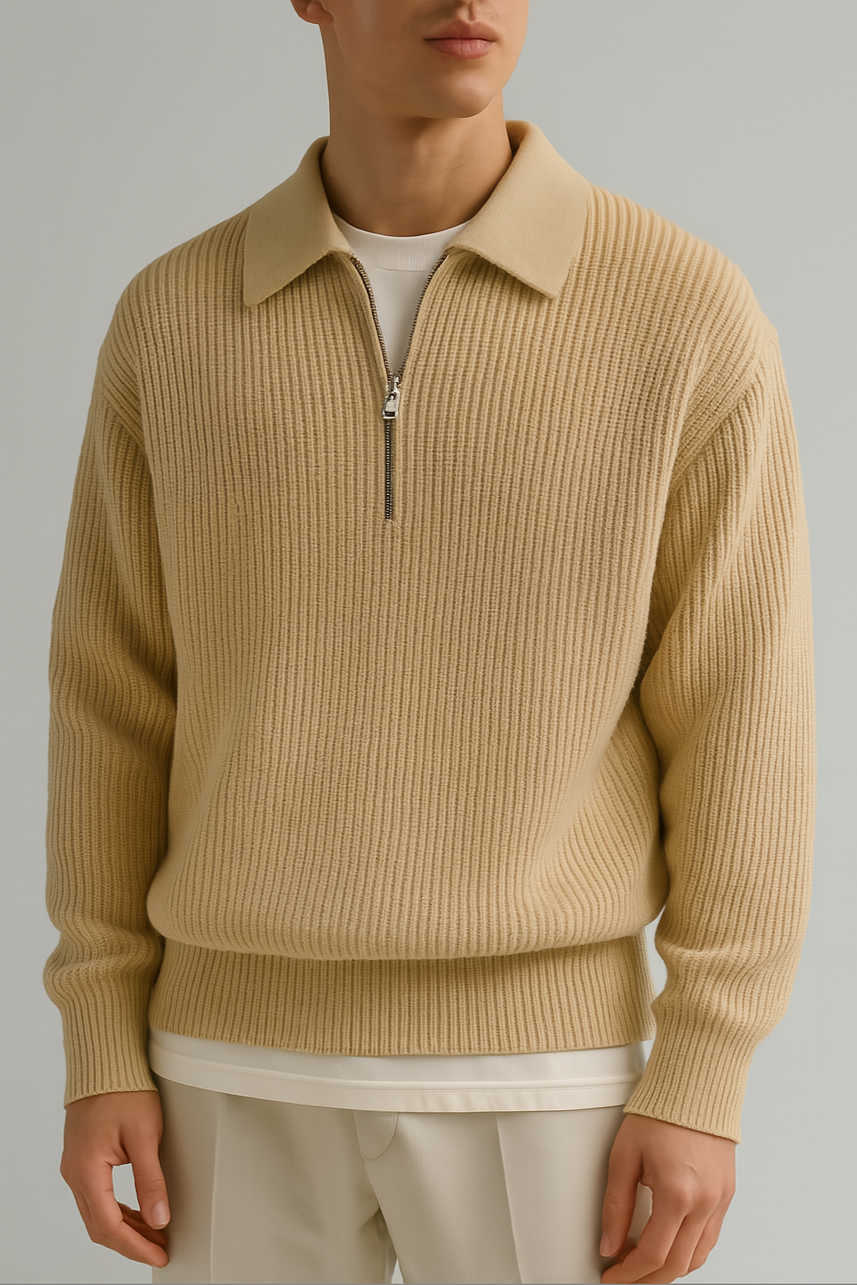Jersey de punto con media cremallera para hombre – comodidad y estilo clásico