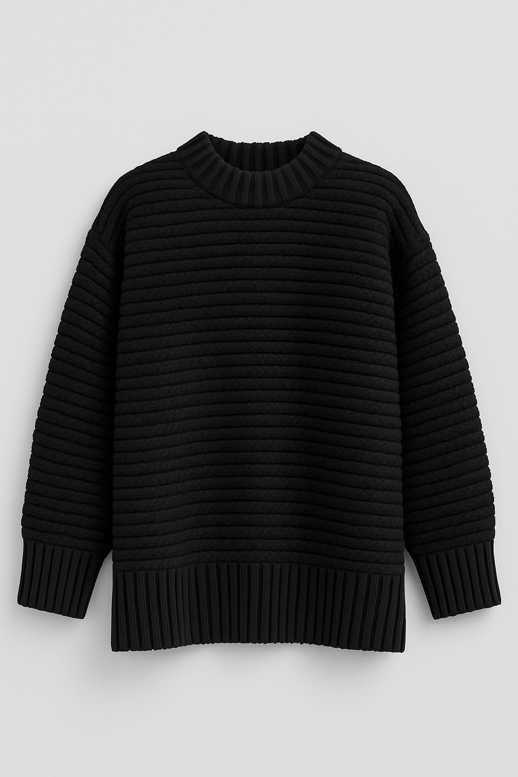 Strikket sweater med halvhøj hals til kvinder – moderne efterårslook med sideslidser