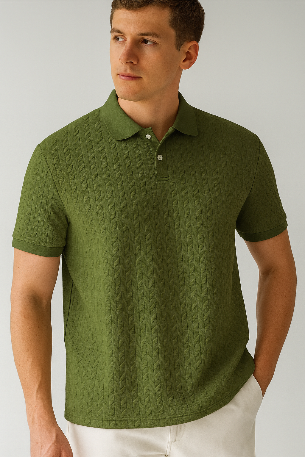 Polo de punto con textura para hombre – ajuste moderno y estilo clásico
