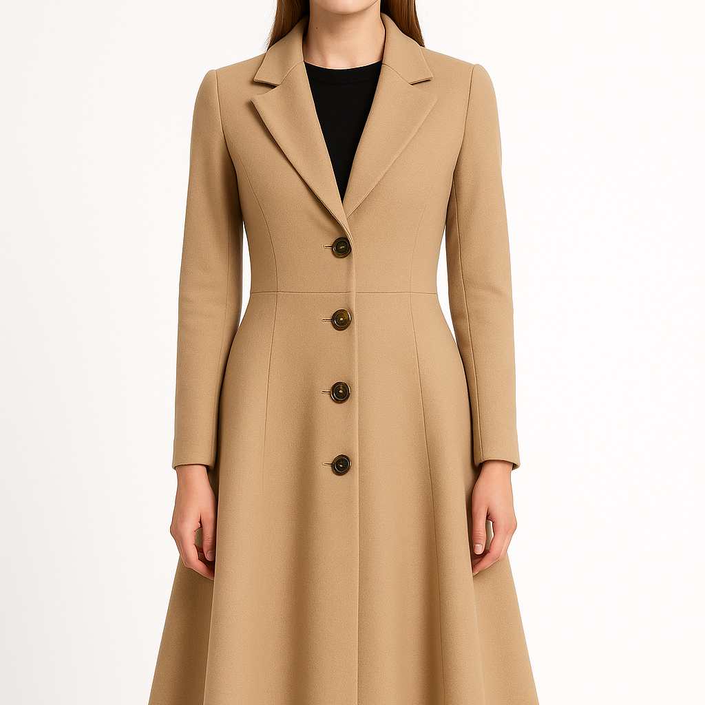 Abrigo elegante de lana para mujer – silueta en A y longitud a la rodilla