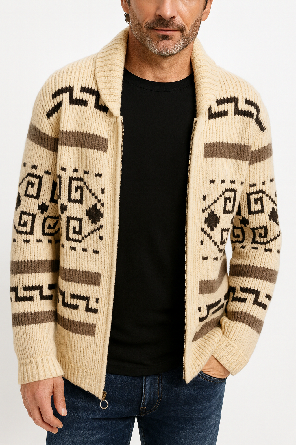 Cárdigan grueso de punto con cremallera – confort clásico y diseño masculino