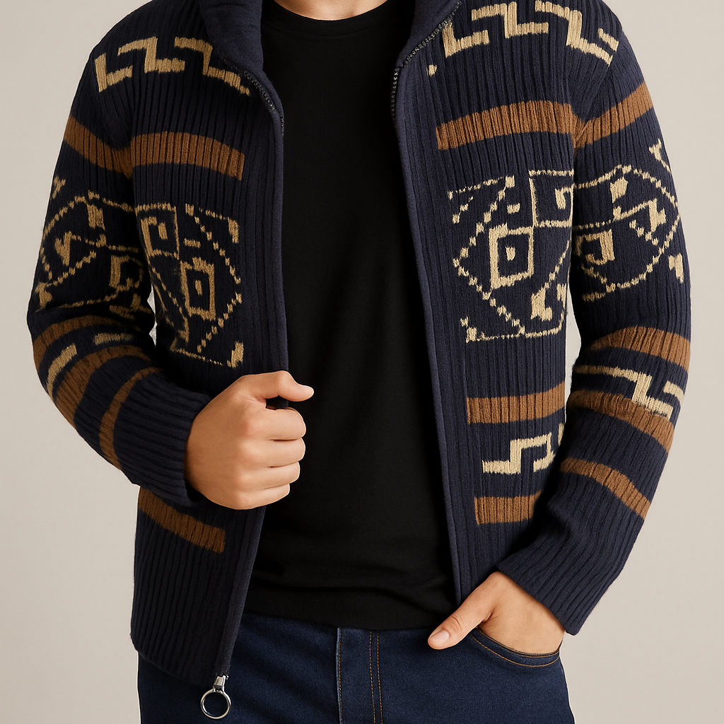 Cárdigan grueso de punto con cremallera – confort clásico y diseño masculino