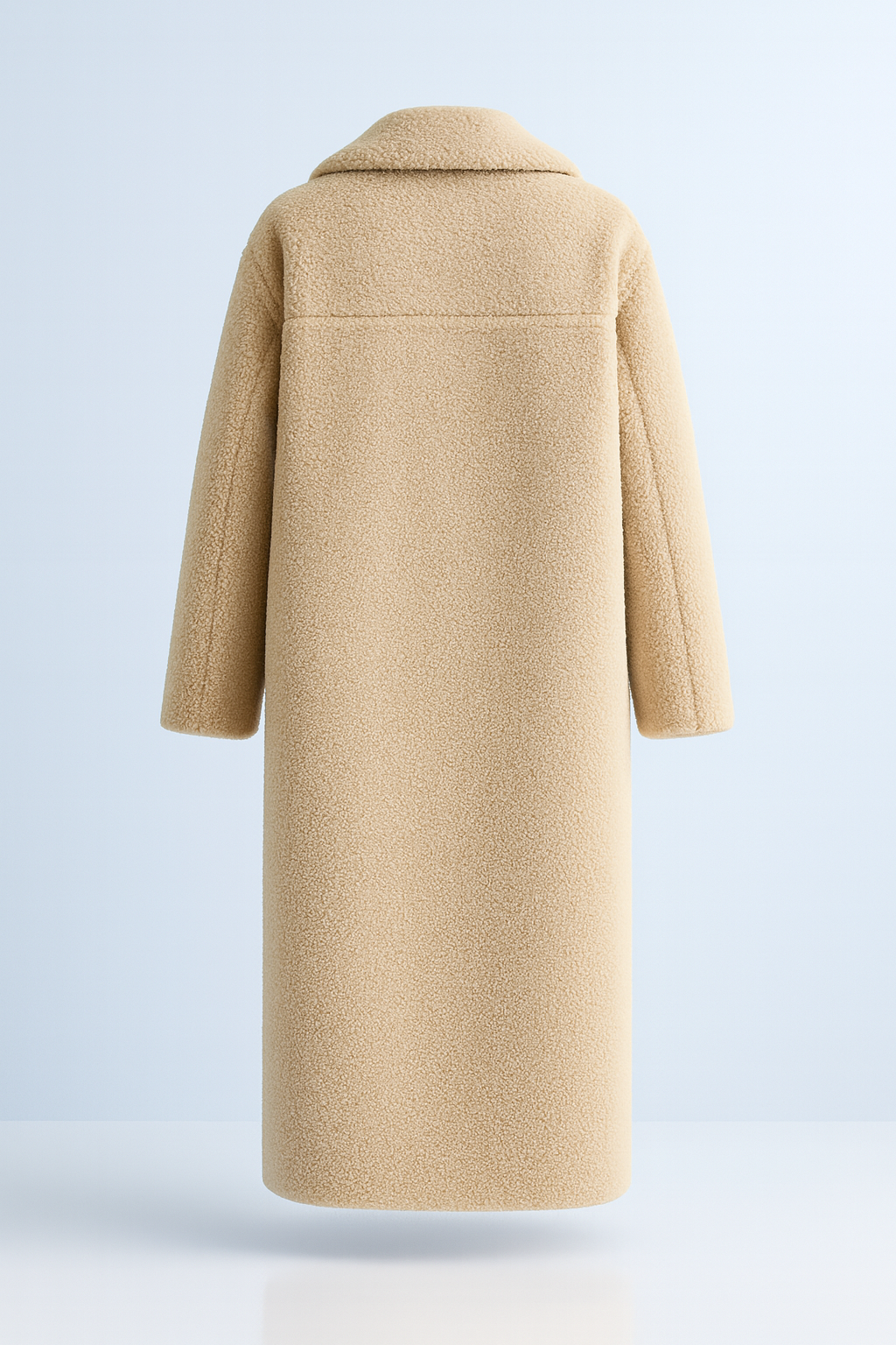 Abrigo teddy largo para mujer – elegancia invernal en diseño de peluche suave