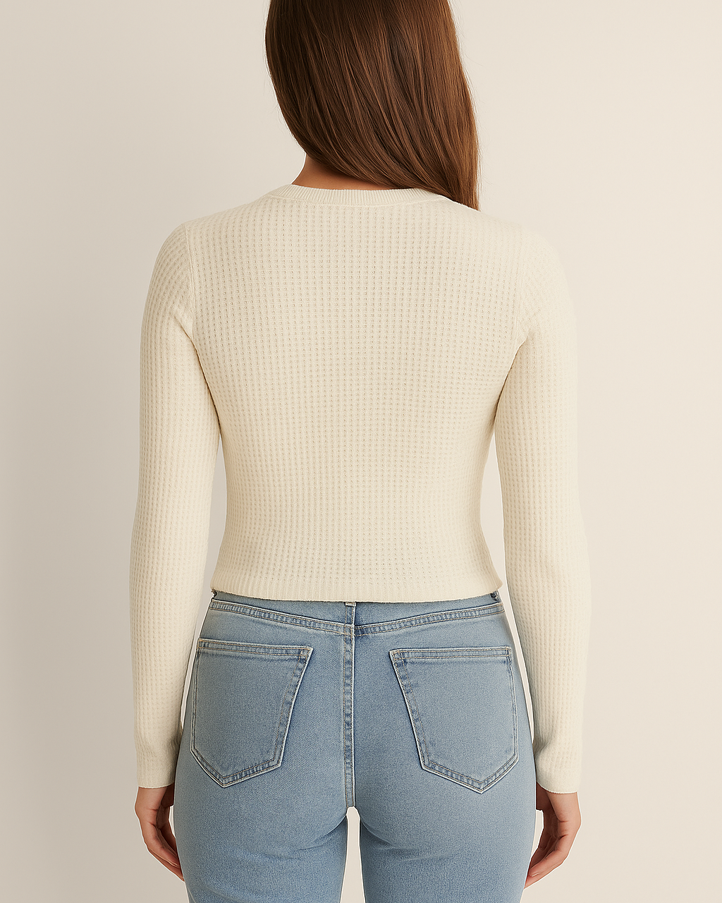 Slim-fit striktrøje med struktur – langærmet efterårsstil