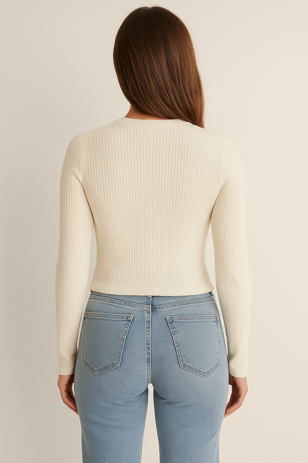 Slim-fit striktrøje med struktur – langærmet efterårsstil