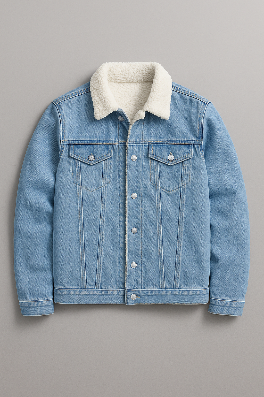Klassisk denimjakke med uldlignende foring