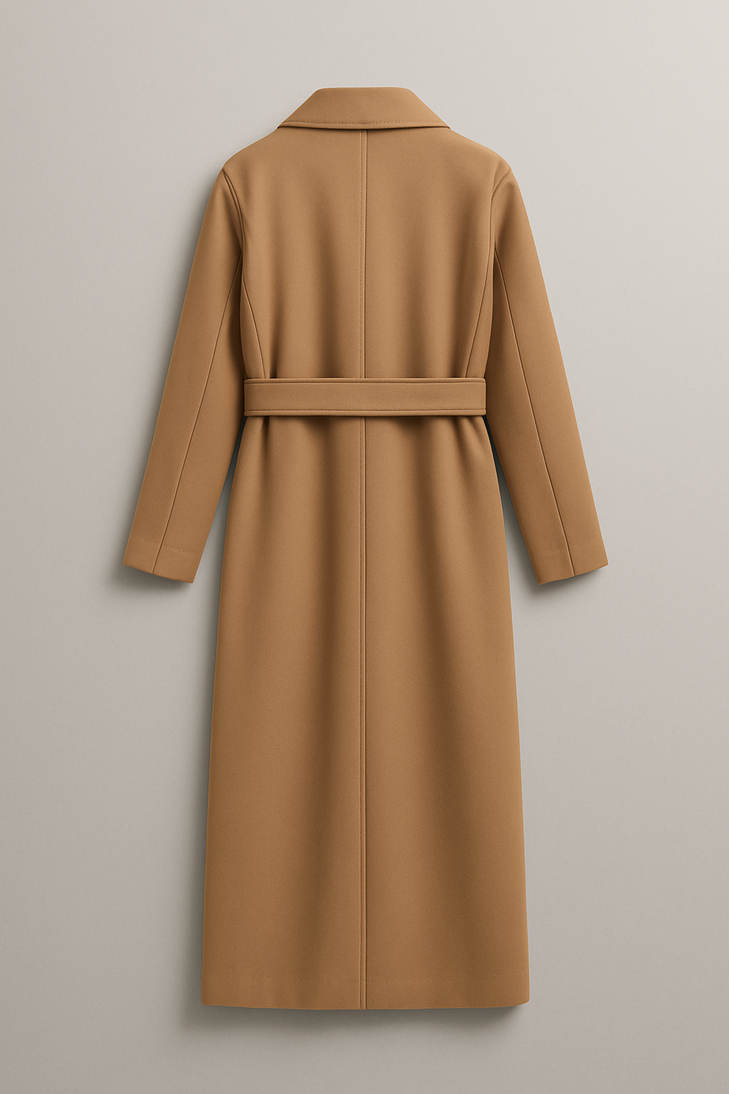 Lange Camel Trenchcoat - Tidløs Elegance med Bælte