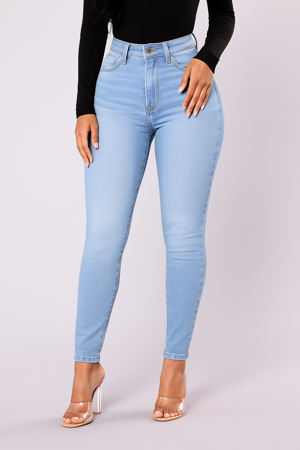 Skinny jeans med høj talje – moderne silhuet til dame