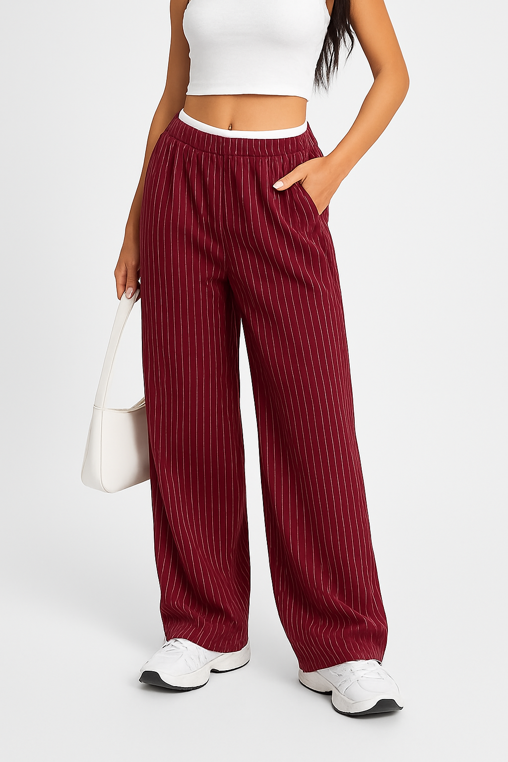 Pantalones de raya diplomática de cintura alta – corte recto y elegancia clásica