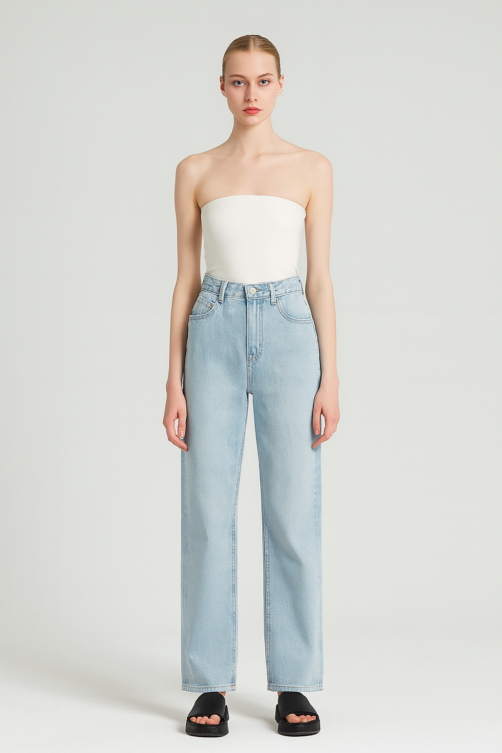 Wide-leg damejeans med høj talje – tidløs elegance