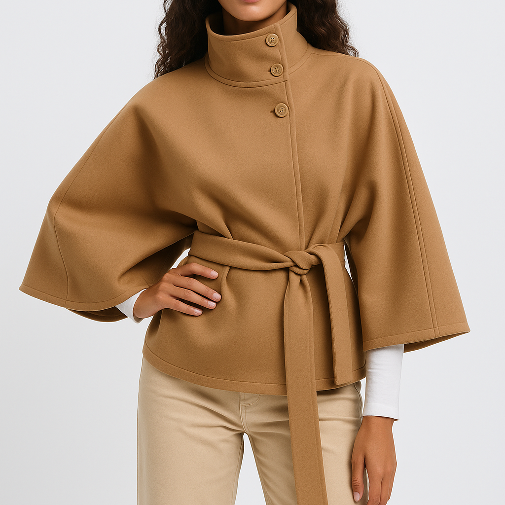 Oversize kåbejakke med bindebånd – minimalistisk elegance til efteråret