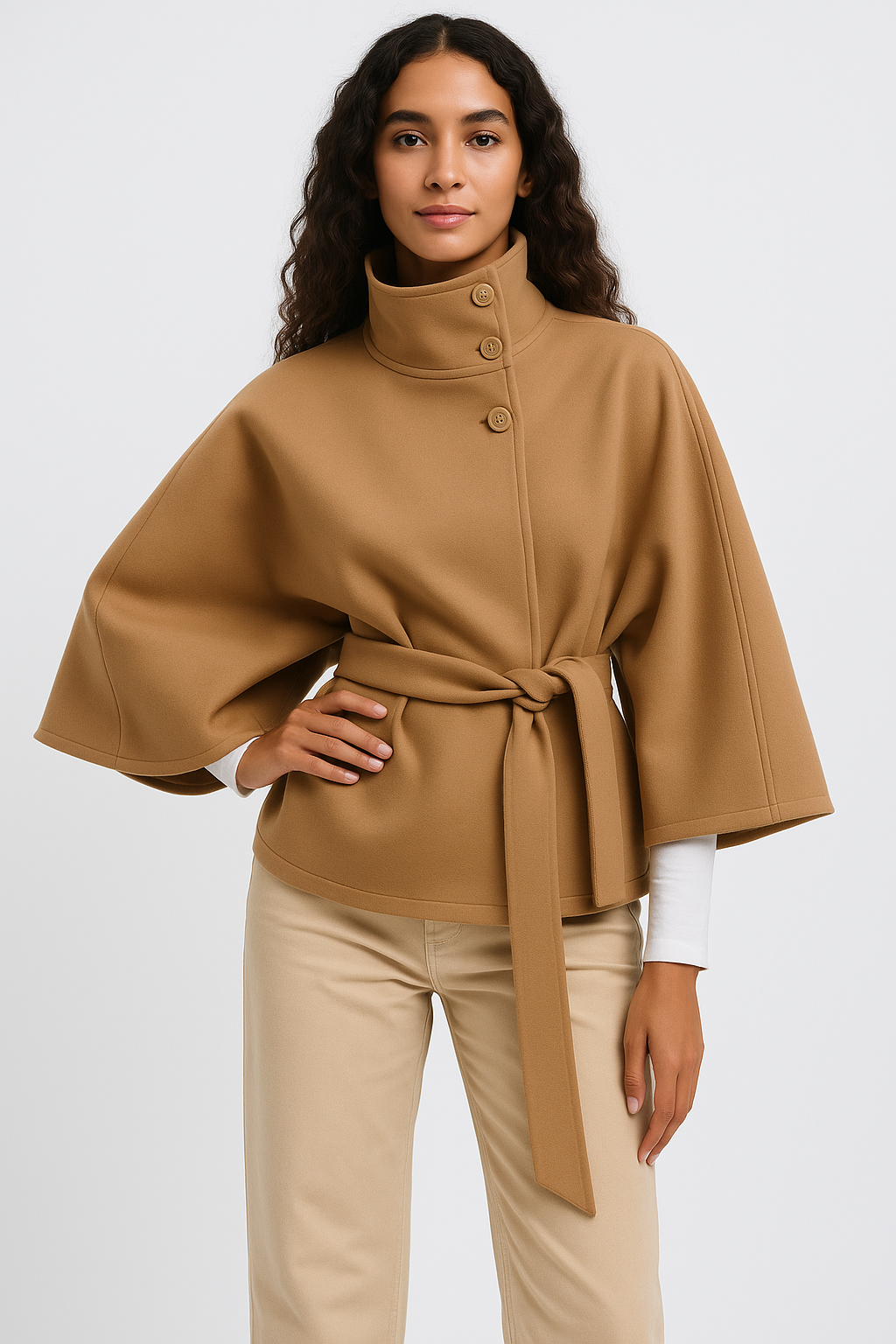 Abrigo oversize con cinturón – elegancia minimalista para el otoño