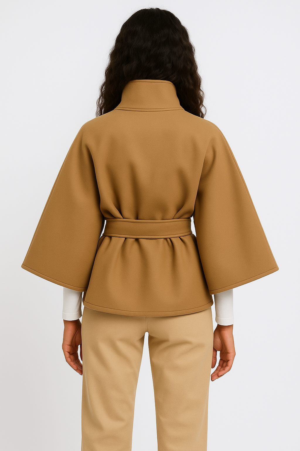Oversize kåbejakke med bindebånd – minimalistisk elegance til efteråret