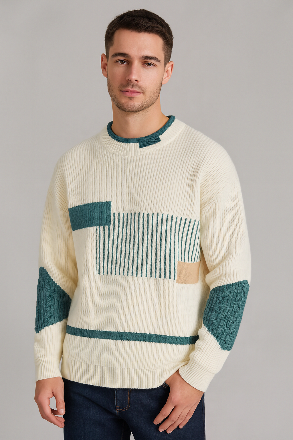 Jersey de punto con diseño geométrico para hombre – carácter y estructura