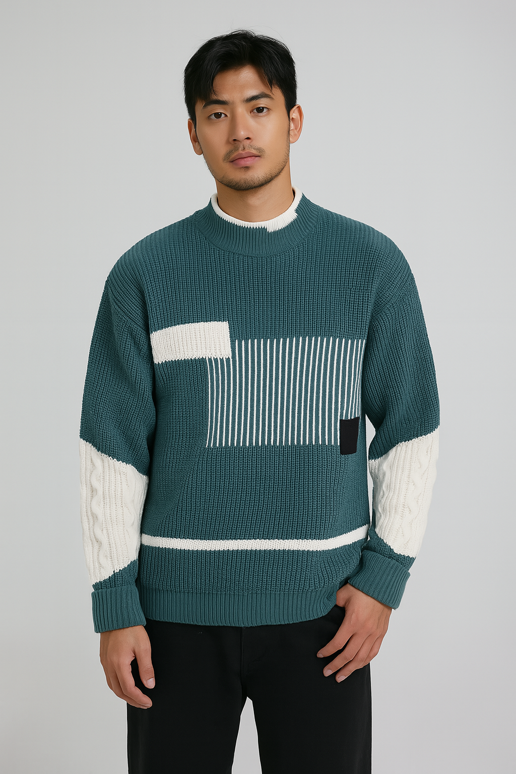 Jersey de punto con diseño geométrico para hombre – carácter y estructura