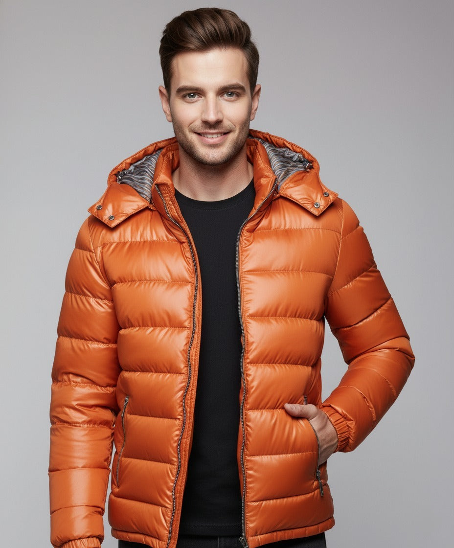 Chaqueta Plumas Hombre con Capucha – Acolchada y Ligera Premium