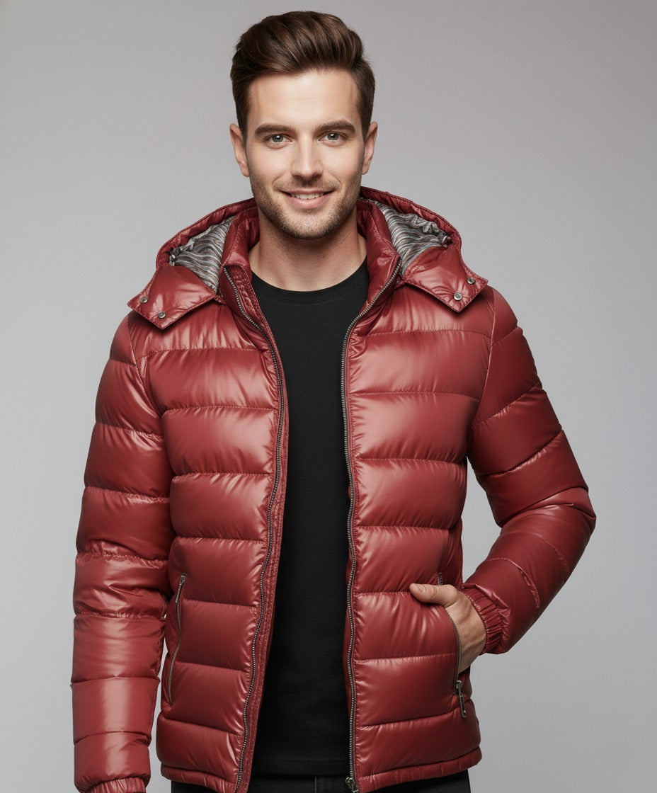 Chaqueta Plumas Hombre con Capucha – Acolchada y Ligera Premium