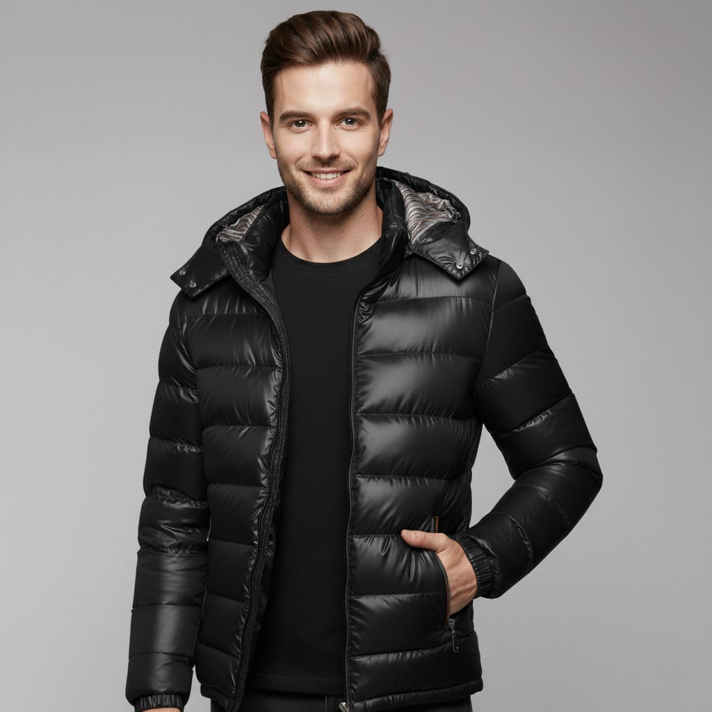 Chaqueta Plumas Hombre con Capucha – Acolchada y Ligera Premium