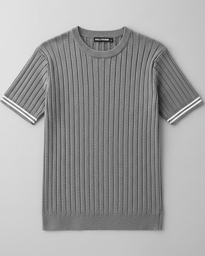 Camiseta Básica de Punto Hombre – Cuello Pico Slim Fit