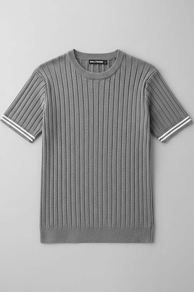 Camiseta Básica de Punto Hombre – Cuello Pico Slim Fit