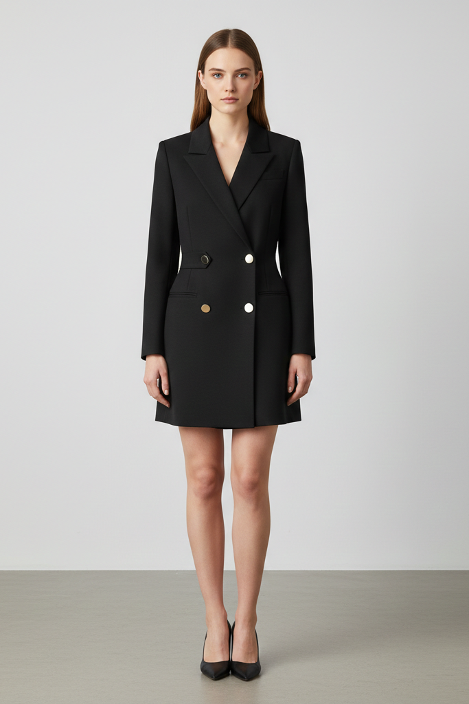 Vestido Blazer Entallado "Hourglass" con Botones Dorados