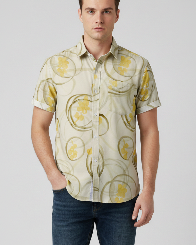 Camisa Manga Corta Botánica – Estilo Acuarela