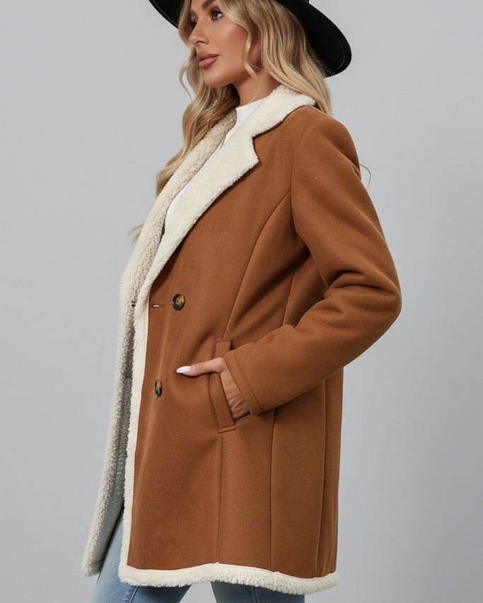 Abrigo Midi "Doble Faz" Efecto Ante con Interior de Borreguito