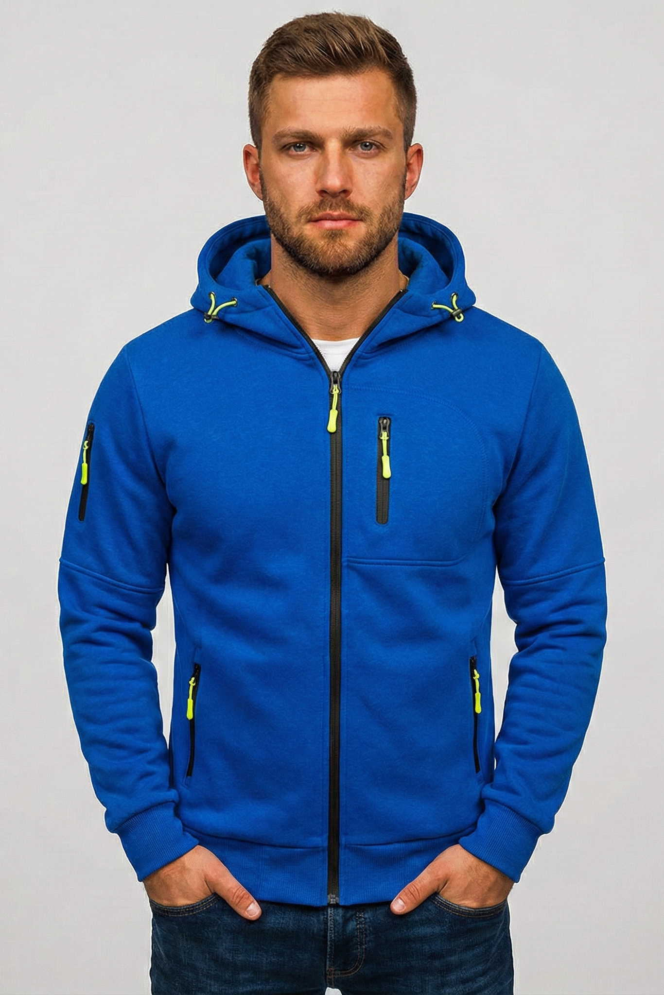 Sudadera Deportiva con Capucha y Cremallera – Chaqueta "Active Wear" Multibolsillos