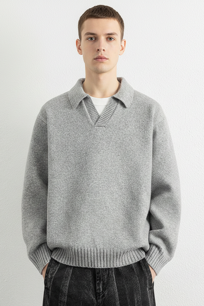 Jersey de Punto con Cuello Polo "Skipper" – Pullover Minimalista