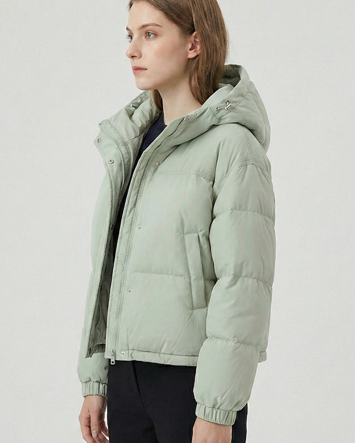 Chaqueta Puffer Corta "Soft Colors" – Plumas Básico con Capucha