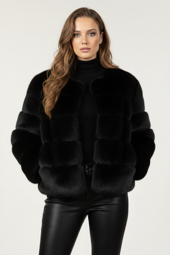 Abrigo Corto de Mujer de Pelo de Lujo - Estilo Chic