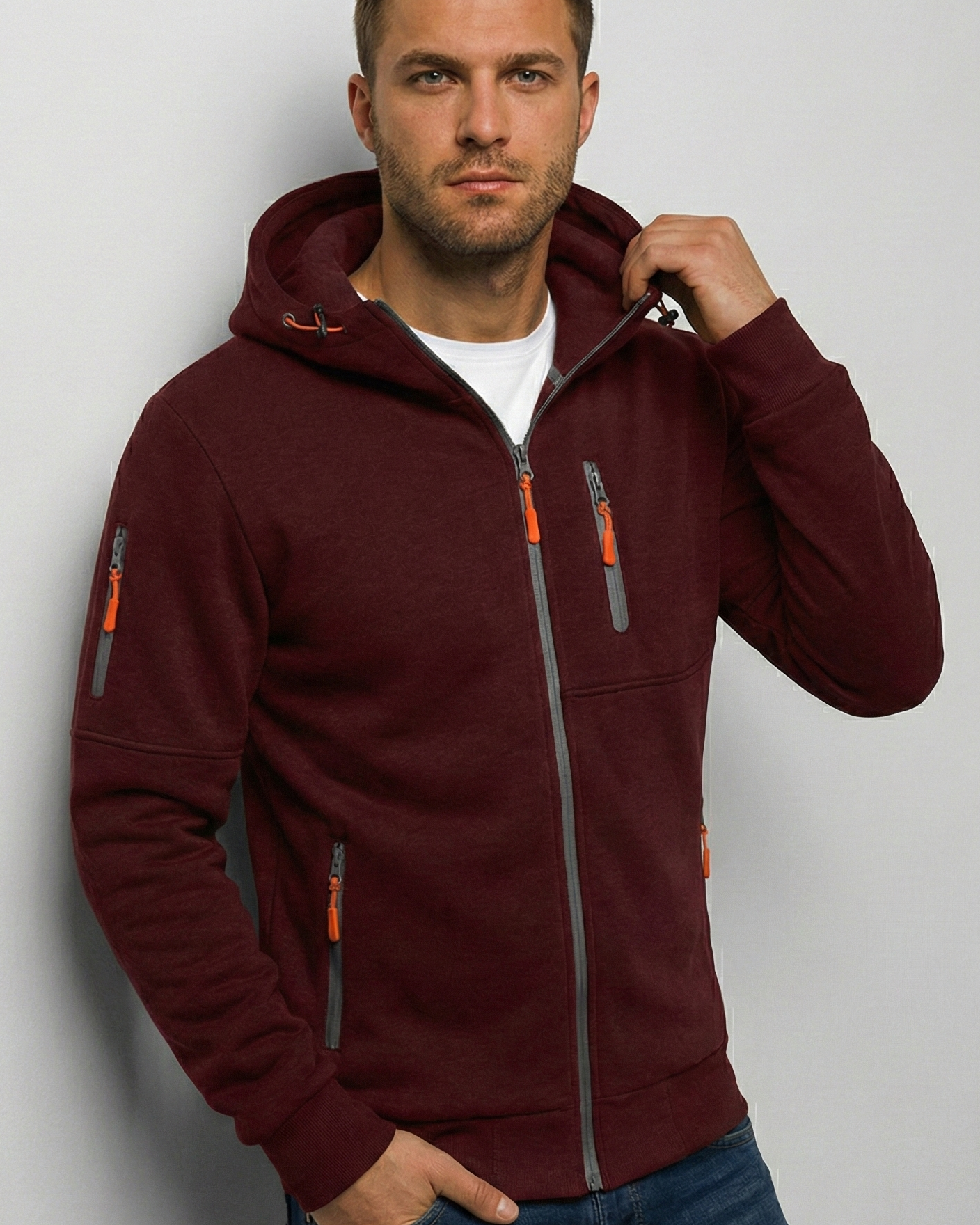Sudadera Deportiva con Capucha y Cremallera – Chaqueta "Active Wear" Multibolsillos