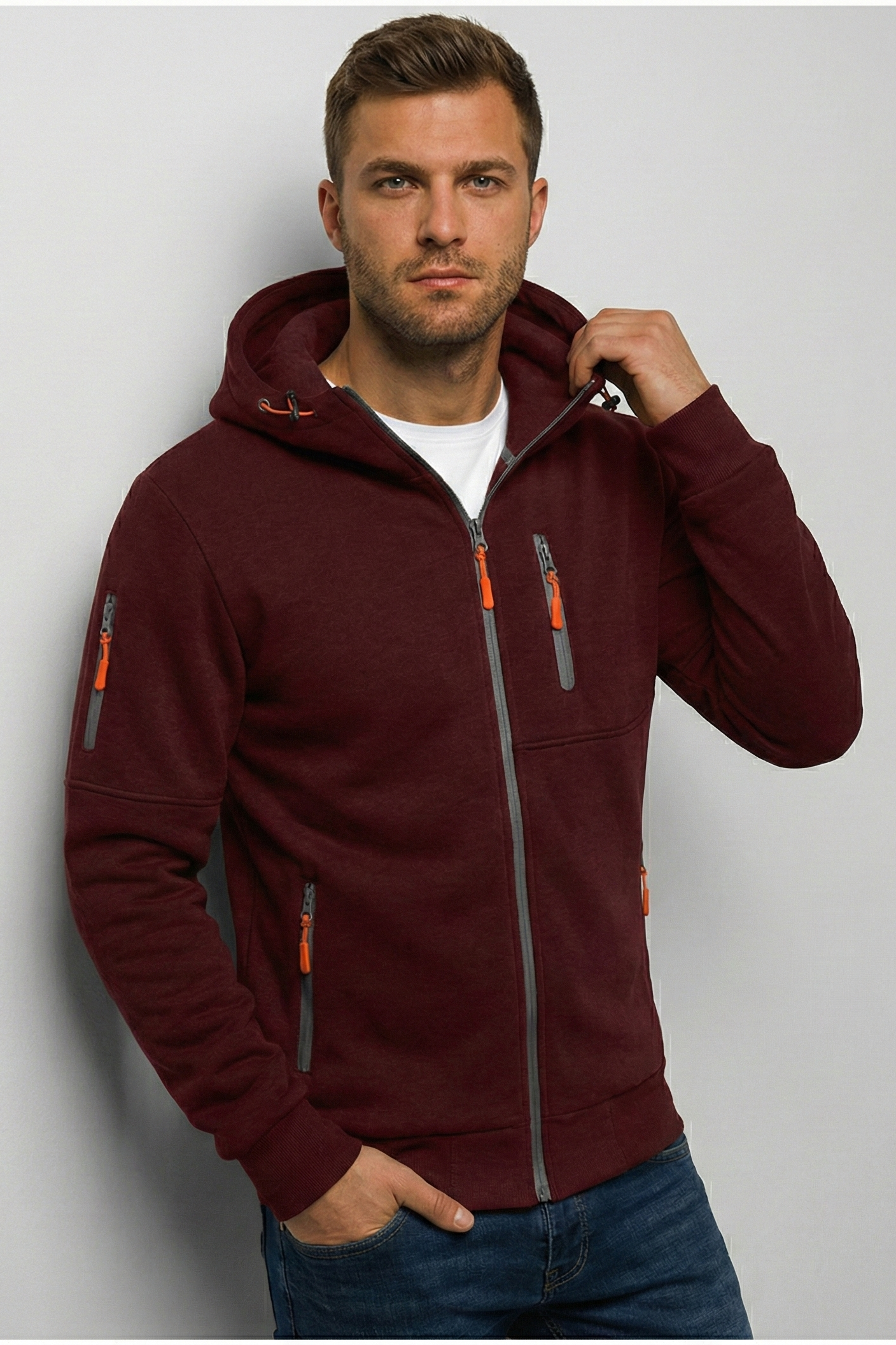Sudadera Deportiva con Capucha y Cremallera – Chaqueta "Active Wear" Multibolsillos