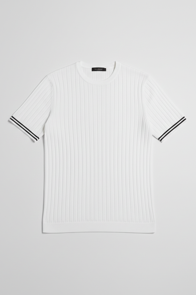 Camiseta Básica de Punto Hombre – Cuello Pico Slim Fit