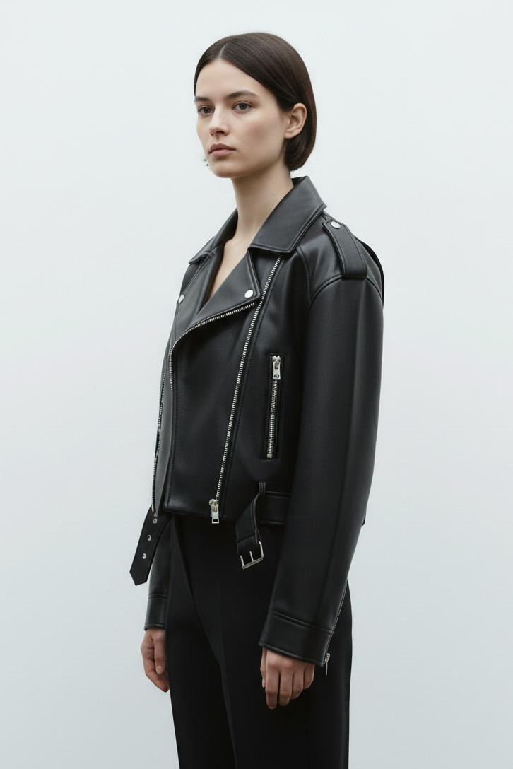 Cazadora Biker Corta – Estilo Motero Clásico