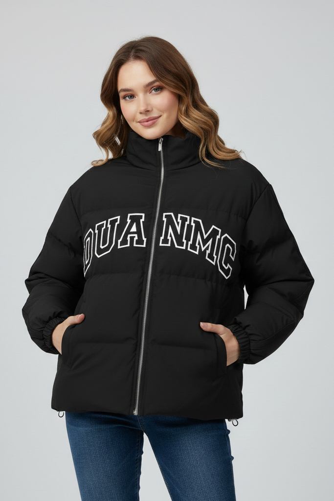 Chaqueta Puffer Estilo Universitario "Varsity" – Cazadora Corta con Letras