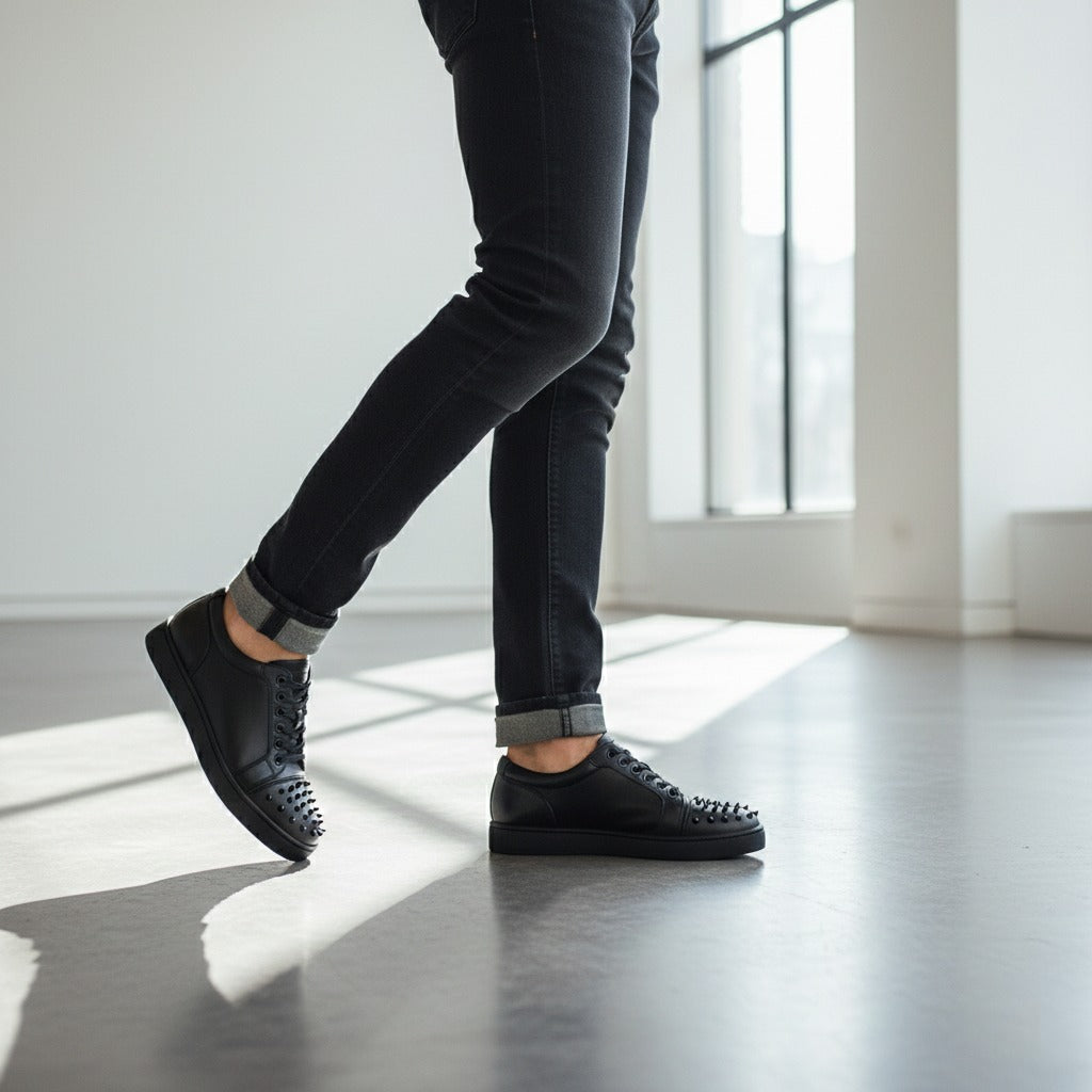 Zapatillas "Iconic" con Puntera de Tachuelas – Estilo Rock Luxury