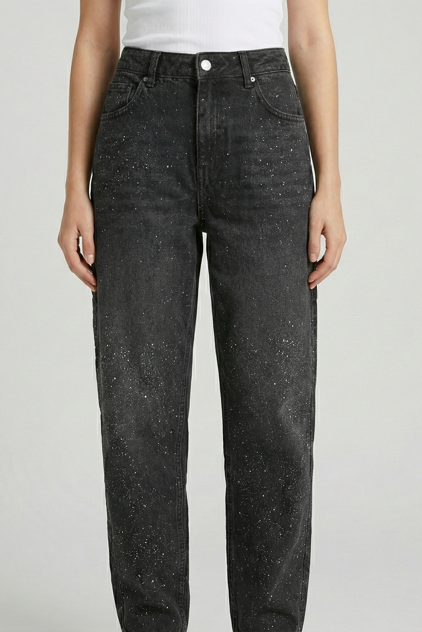 Jeans Rectos con Brillo para Mujer – Pantalones Denim de Pierna Ancha Estilo Street