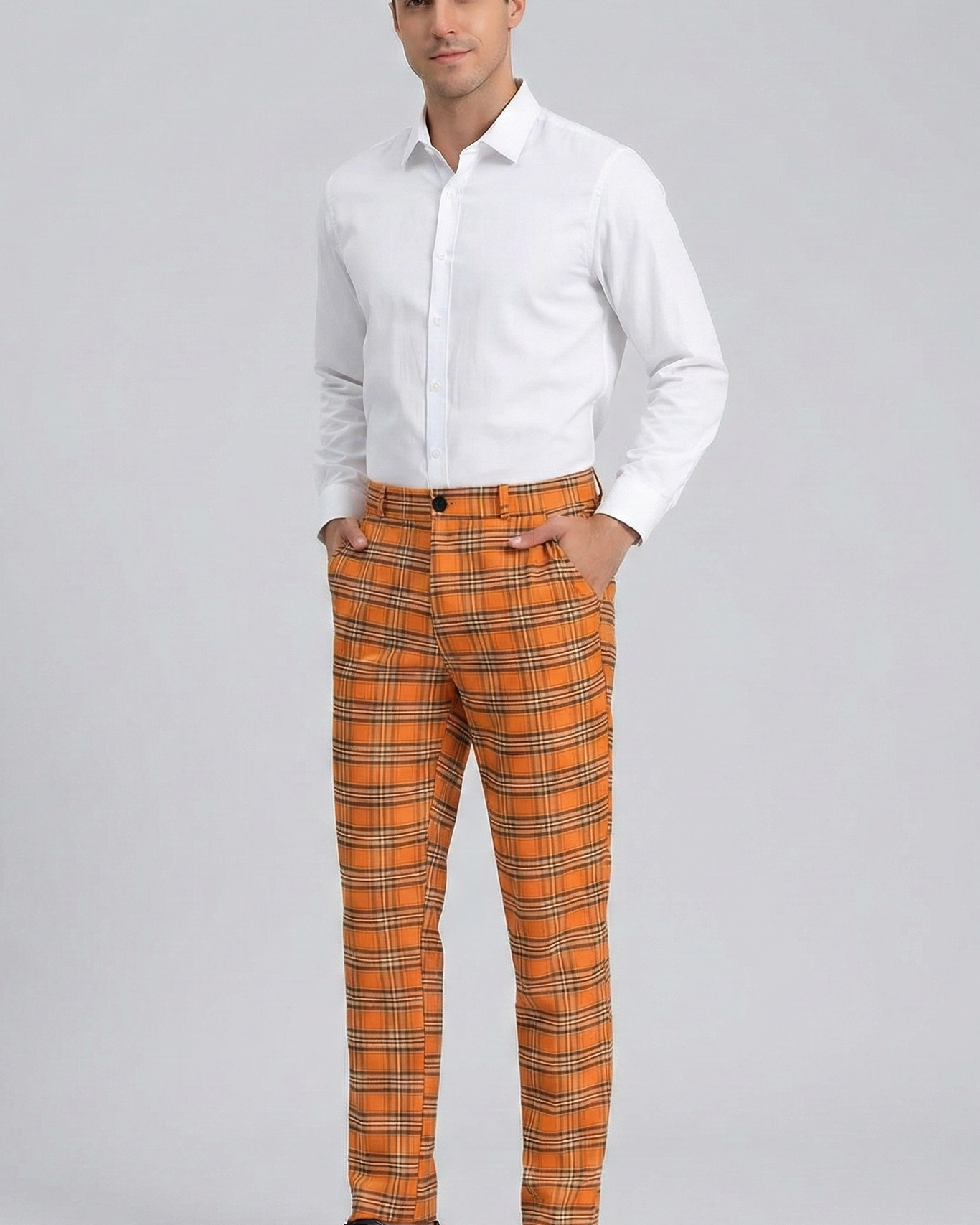 Pantalones de Vestir a Cuadros para Hombre – Pantalón Chino Elegante de Corte Moderno