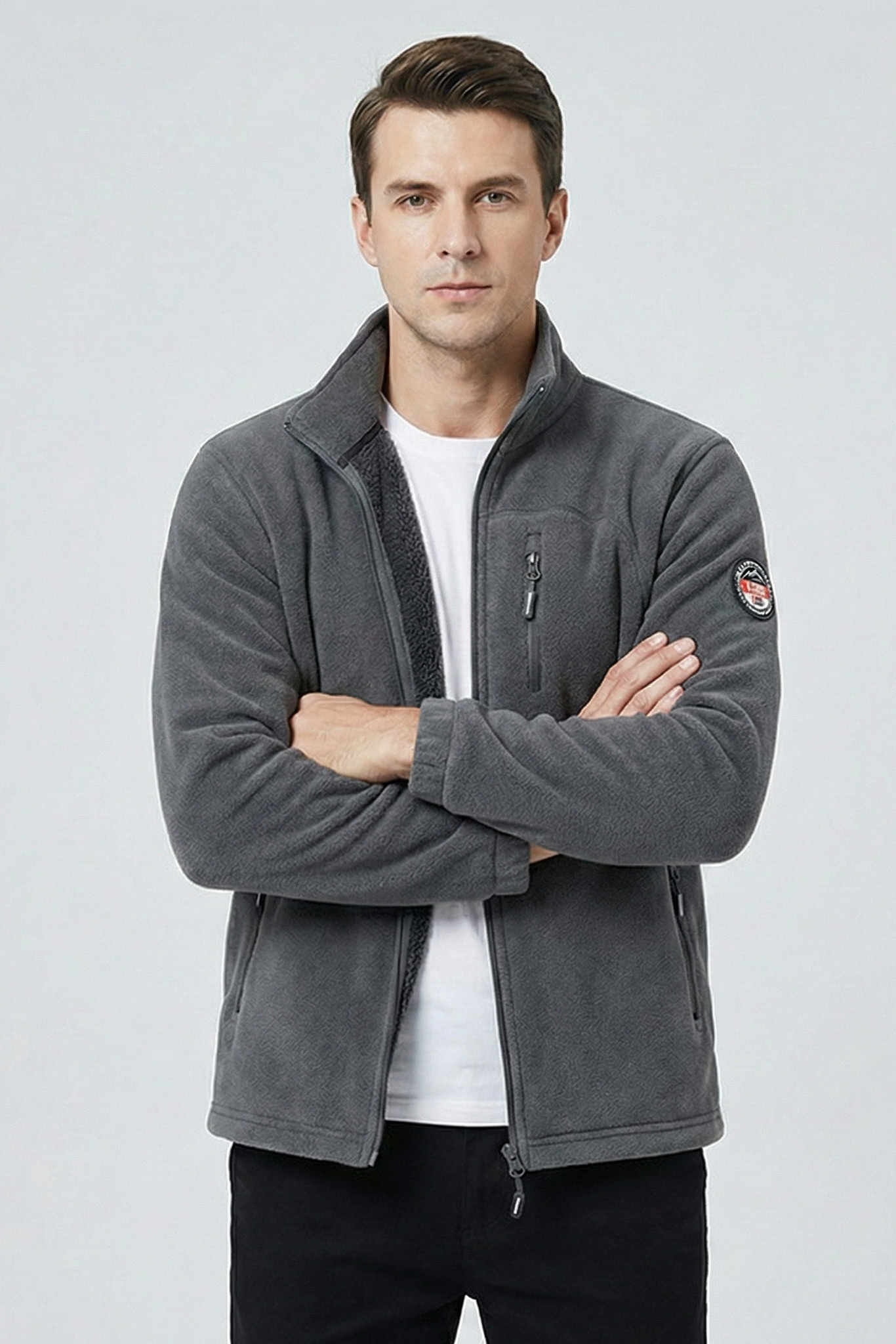 Chaqueta Polar con Interior de Borreguito – Abrigo Térmico Casual con Cremallera