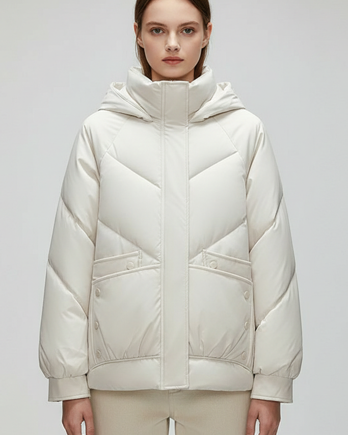 Chaqueta Puffer "Chevron" con Capucha – Abrigo Estilo "Bread" Acolchado