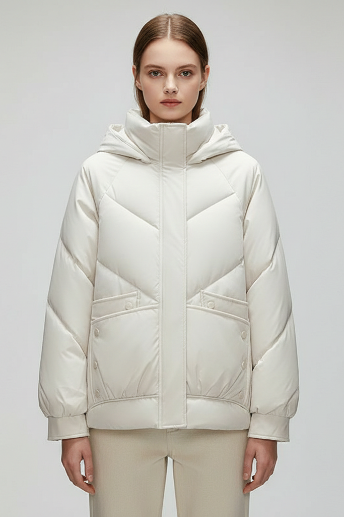 Chaqueta Puffer "Chevron" con Capucha – Abrigo Estilo "Bread" Acolchado