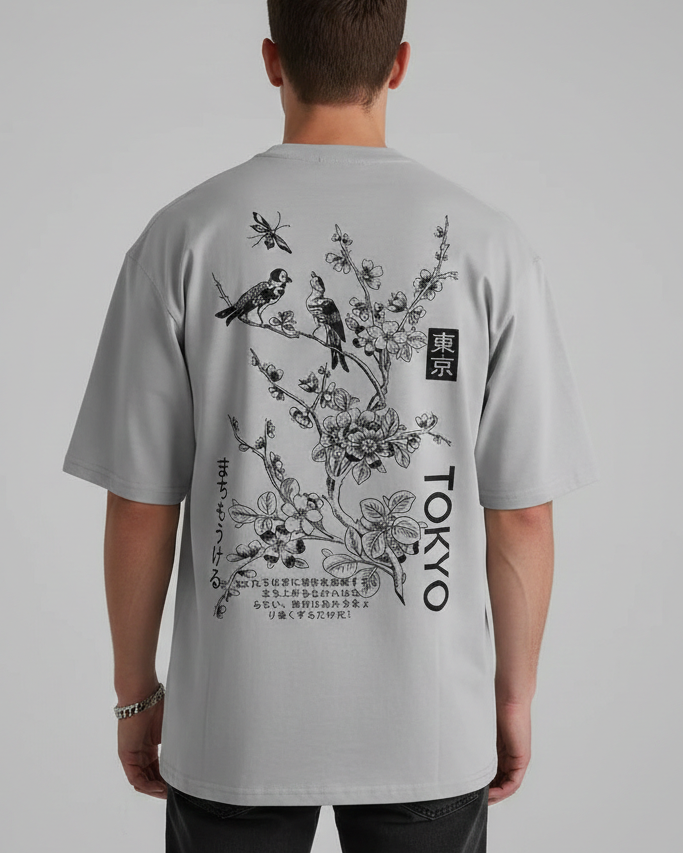 Camiseta Oversize con Estampado Japonés "Tokyo" en la Espalda