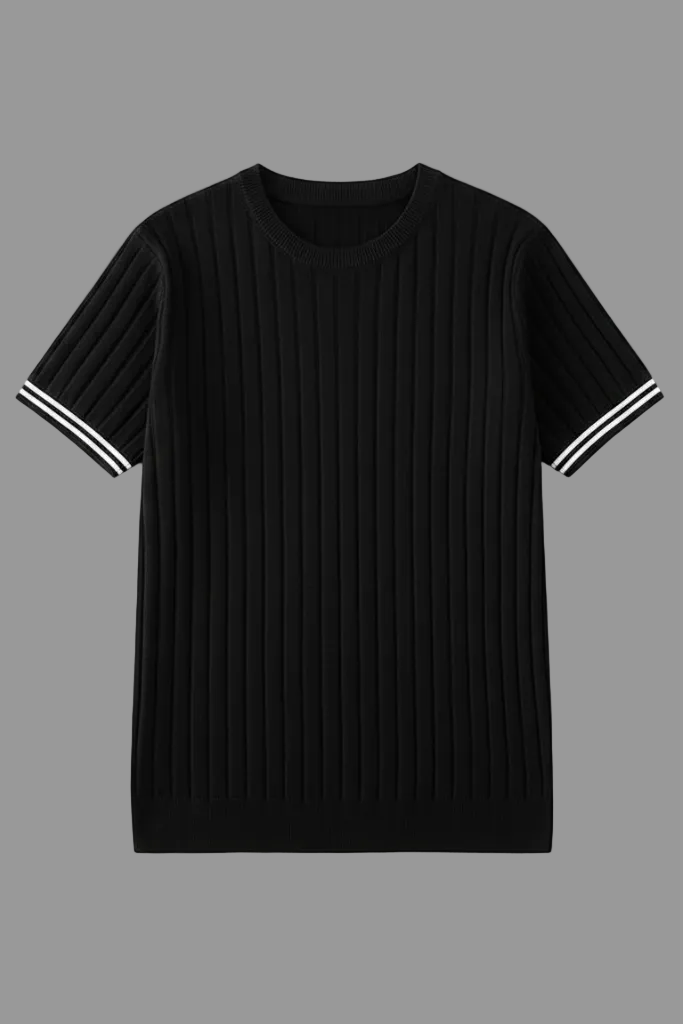 Camiseta Básica de Punto Hombre – Cuello Pico Slim Fit