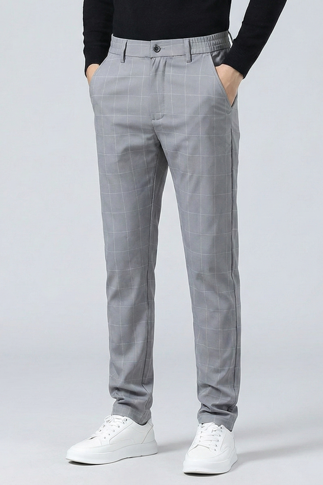 Pantalones de Vestir a Cuadros para Hombre – Pantalón Chino Elegante de Corte Moderno