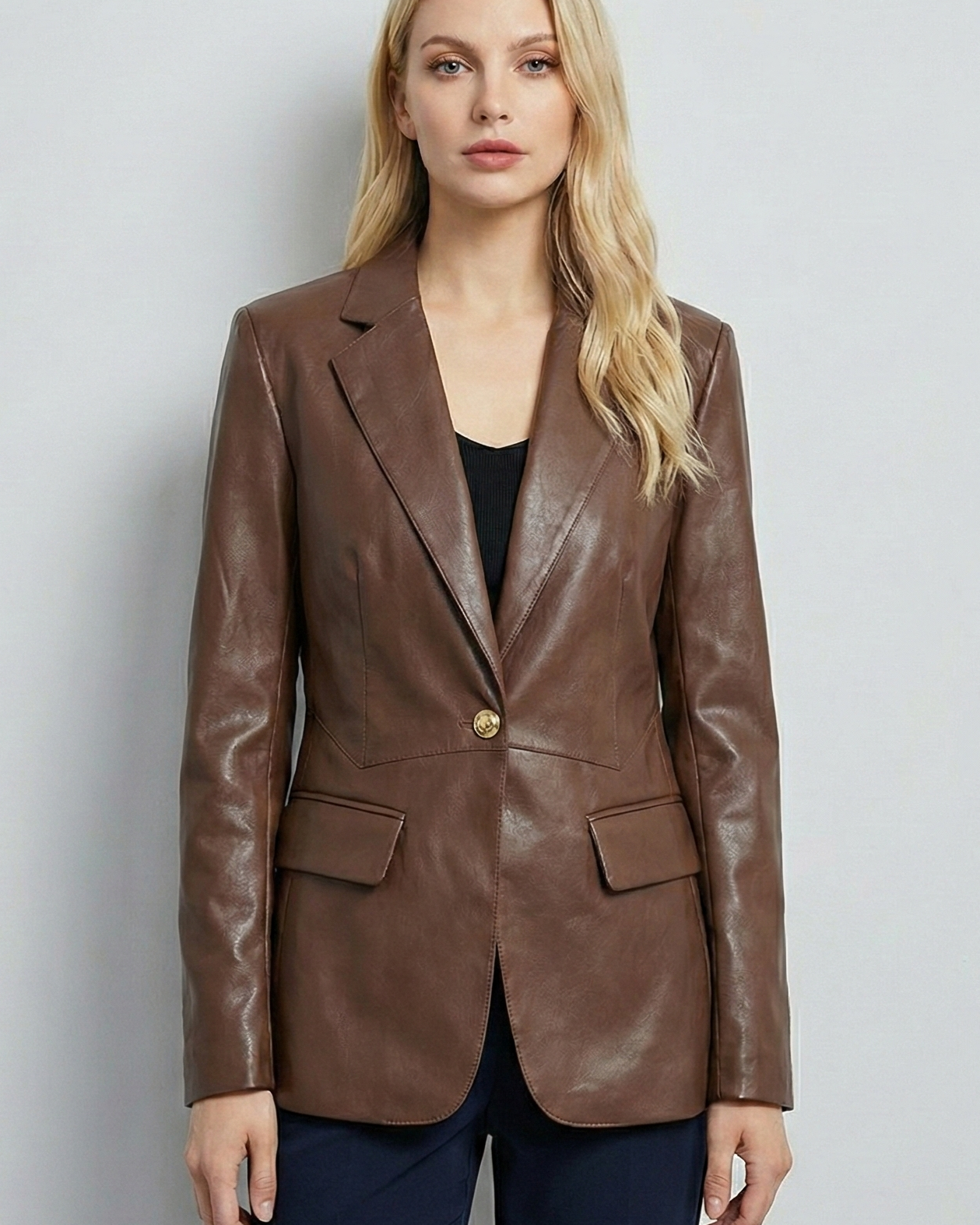 Blazer de Efecto Piel Slim Fit – Chaqueta Americana Elegante