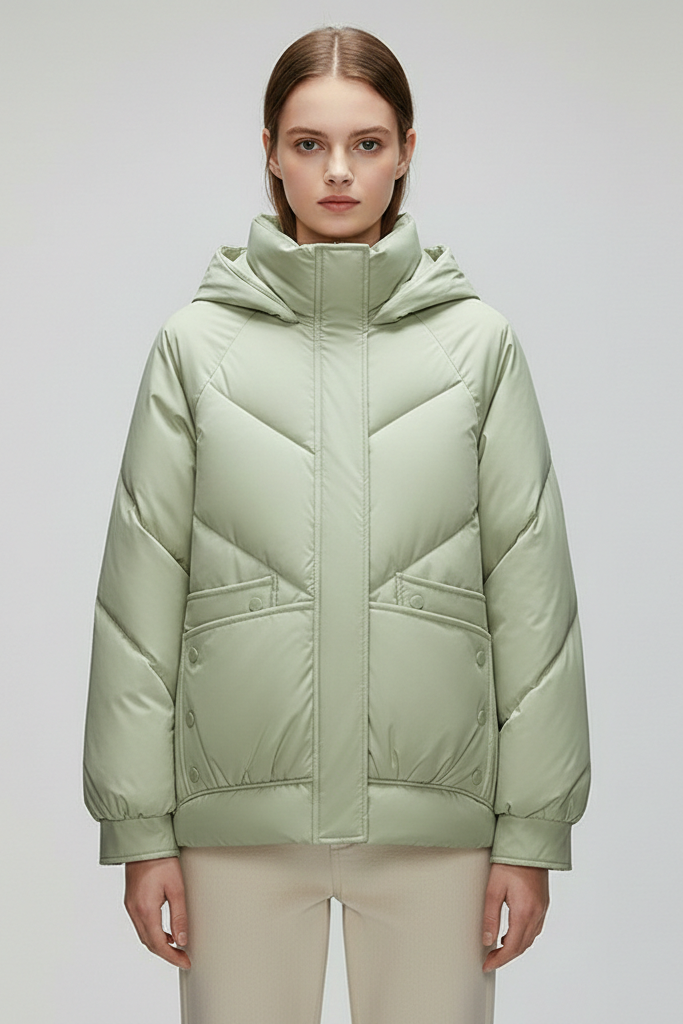 Chaqueta Puffer "Chevron" con Capucha – Abrigo Estilo "Bread" Acolchado