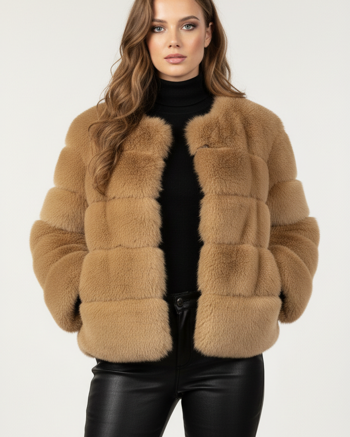 Abrigo Corto de Mujer de Pelo de Lujo - Estilo Chic